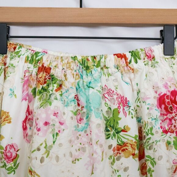 Lulus Gorgeous Aura White Floral Print Embroidered Ruffled Mini Skirt - Small - Picture 4 of 9